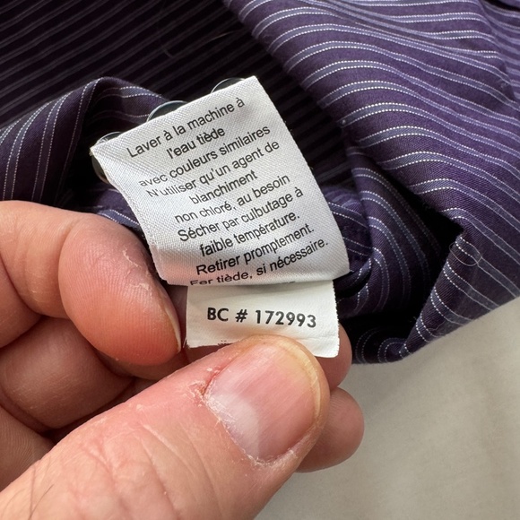 EGARA Men's Long Sleeve Striped Cotton‎ Dress Shirt Button Up Purple 16 - 34/35 - Picture 9 of 14